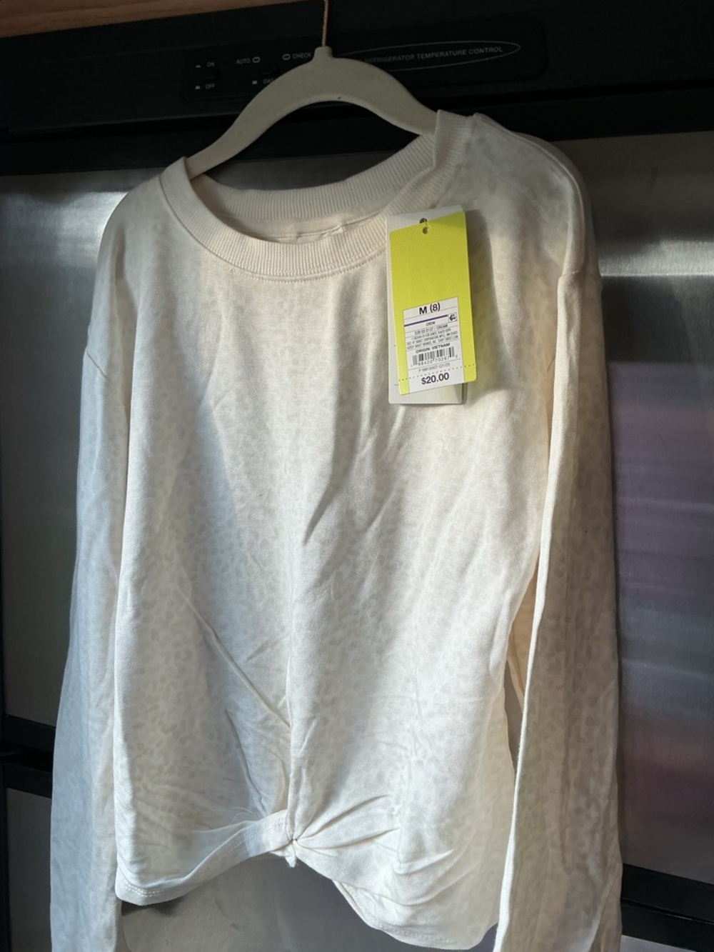 all in motion Cream Long Sleeve Knot Front Sweatshirt